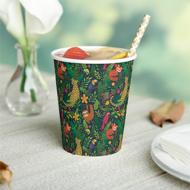 Hand Drawn Rainforest Animals Paper Cups (Insitu)