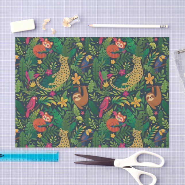 Hand Drawn Rainforest Animals Tissue Paper (Craft)