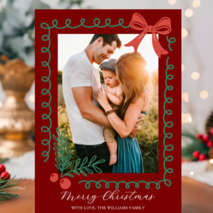 Hand Drawn Red and Green Merry Holiday Card