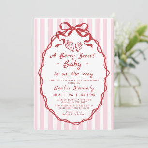 Hand Drawn Red Berry Strawberry Baby Shower Invitation