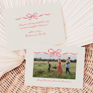 Hand Drawn Red Bow Border Holiday Card