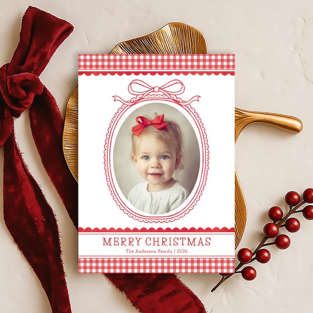 Hand-Drawn Red Bow Ribbon Christmas Holiday Photo (Creator Uploaded)