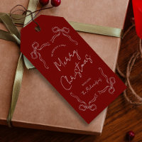 Hand Drawn Red Bow Whimsical Unique Christmas Gift