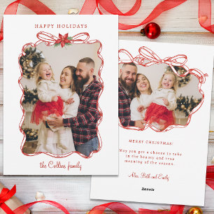Hand-Drawn Red Christmas Photo Frame Holiday Card