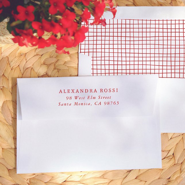 Hand Drawn Red Frame Bridal Shower Return Address Envelope (Creator Uploaded)