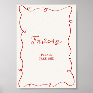 Hand Drawn Red Frame Favours Poster