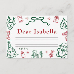 Hand Drawn Red Green Winter Christmas Time Capsule Enclosure Card