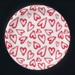Hand Drawn Red Hearts Paper Plate<br><div class="desc">Hand drawn red hearts cover these white paper plates,  perfect for bridal shower,  weddings,  birthday party,  valentine's day or any special occasion.</div>