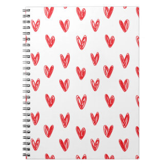 Hand Drawn Red Hearts Pattern – Minimal Valentine Notebook