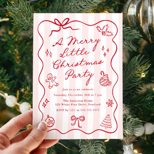 Hand-Drawn Red Merry Little Christmas Party Invitation