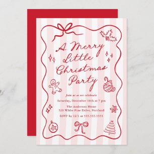 Hand-Drawn Red Merry Little Christmas Party Invitation