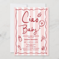 Hand Drawn Red Pink Ciao Baby Baby Shower