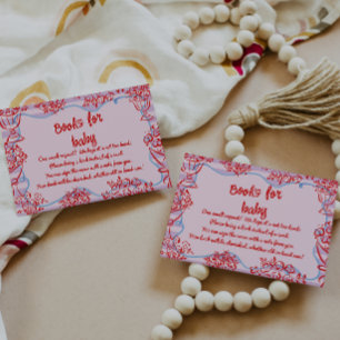 Hand Drawn Red Pink Floral Baby Book Request Enclosure Card