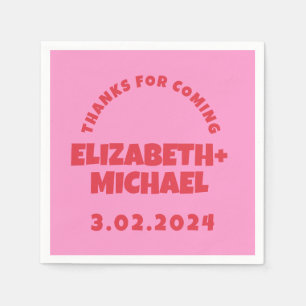 Hand drawn Red  Pink Funky Wedding  Napkin