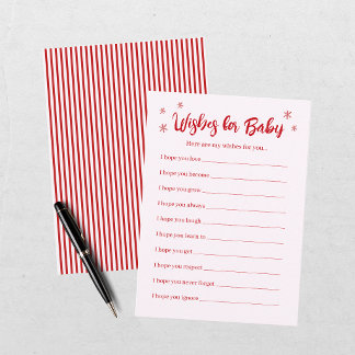 Hand Drawn Red Pink Santa Baby Holiday Baby Shower Enclosure Card