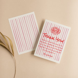 Hand Drawn Red Pizza Special Delivery Baby Shower Thank You Card