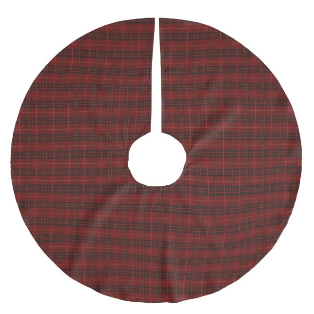 Hand Drawn Red Plaid Pattern Brushed Polyester Tree Skirt (Front)