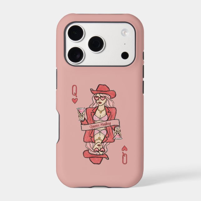 Hand Drawn Red Queen of Hearts Pink Doodle (Back)
