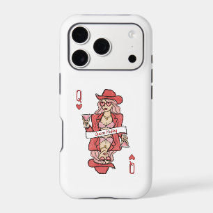 Hand Drawn Red Queen of Hearts Pink Doodle