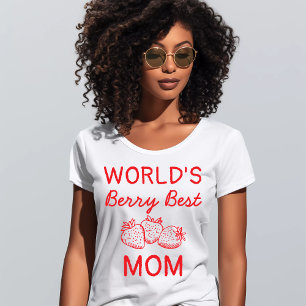 Hand Drawn Red Strawberry Best Mum Mother's Day T-Shirt