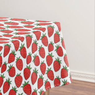 Hand-Drawn Red Strawberry Pattern Tablecloth
