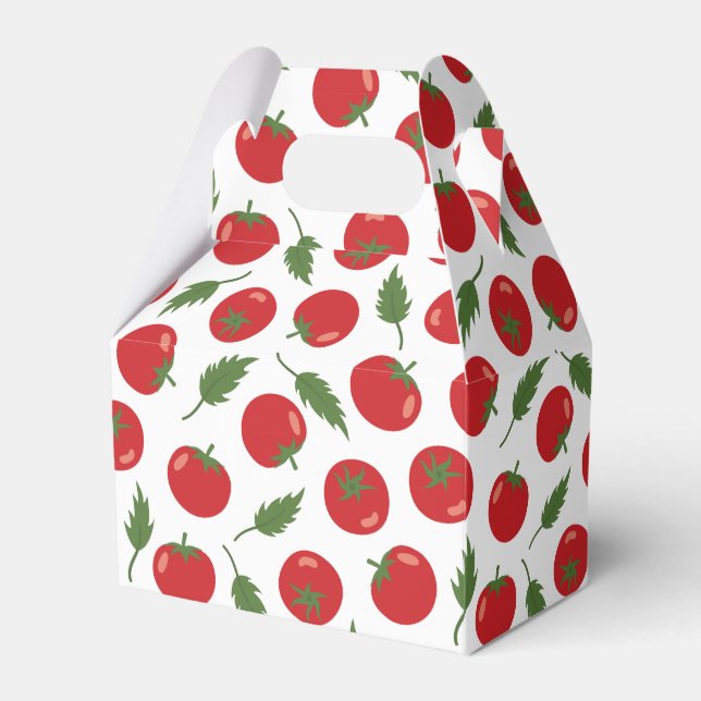 Hand Drawn Red Tomato Pattern Favour Box (Front Side)