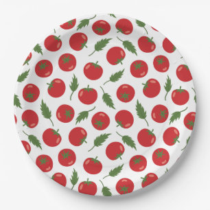 Hand Drawn Red Tomato Pattern Paper Plate