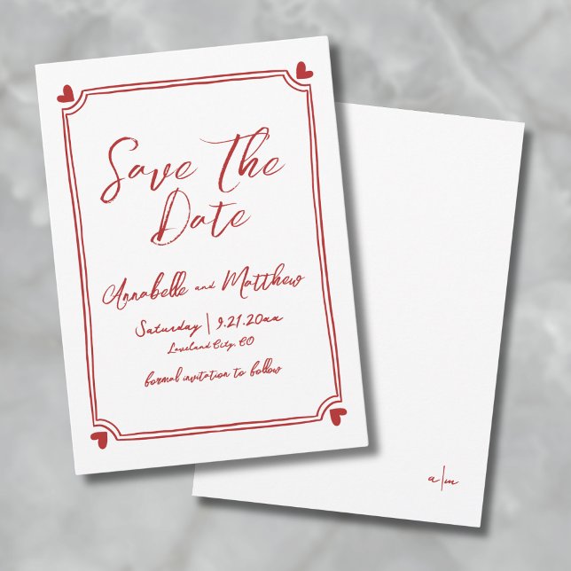 Hand Drawn Red Wedding Save The Date (Hand Drawn Red Wedding Save The Date)
