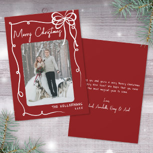 Hand Drawn Red Whimsical Merry Christmas Holiday Card