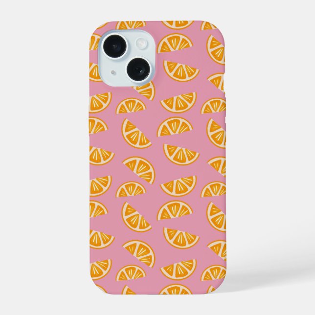 Hand-drawn Refreshing Oranges Seamless Pattern iPhone 15 Case (Back)