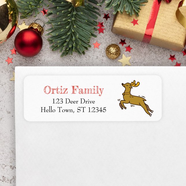 Hand-drawn Reindeer, Christmas Return Address Label (Reindeer Address Label for Christmas Cards)
