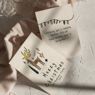 Hand Drawn Reindeer Merry Christmas Non-Photo Holiday Card