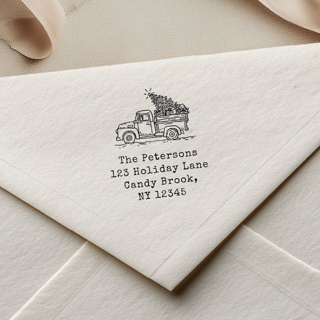 Hand-Drawn Retro Christmas Truck Family Self-inking Stamp (Creator Uploaded)