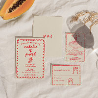 Hand Drawn Retro Funky Unique Quirky Wedding