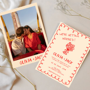 Hand Drawn Retro Funky Vintage Photo Wedding  Invitation