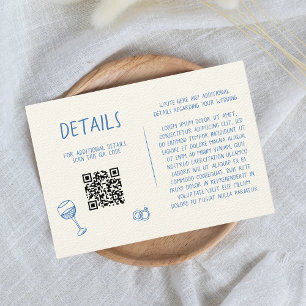 Hand Drawn Retro Sketch Green Wedding Details QR Enclosure Card
