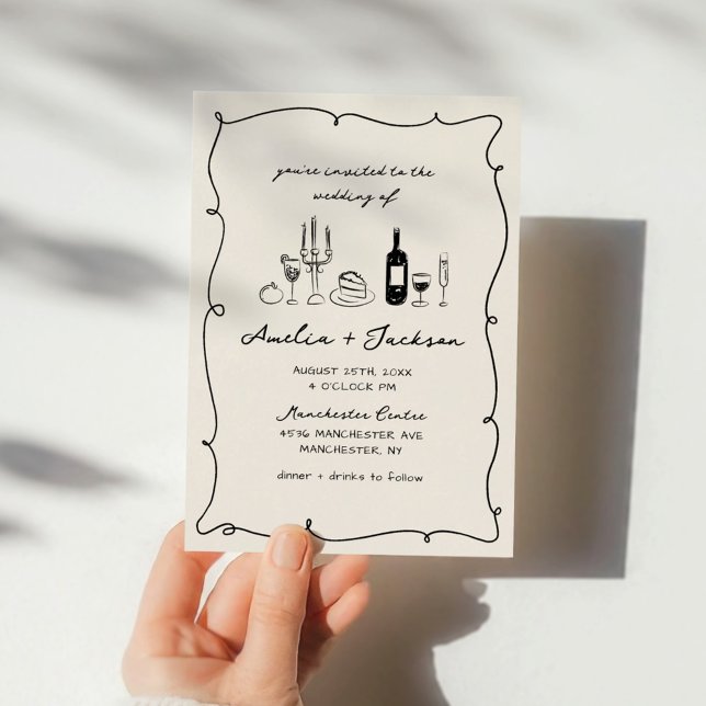 Hand Drawn Retro, Whimsical & Chic Wedding Invitation (Creator Uploaded)