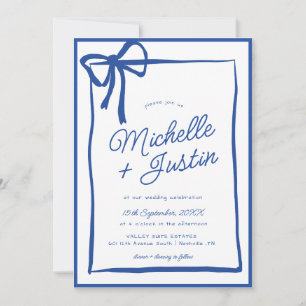 Hand Drawn Ribbon Bow  Wedding Invitation