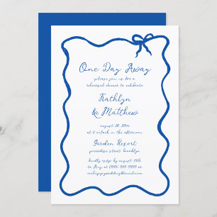 Hand Drawn Ribbon French Blue Modern One Day Away Invitation