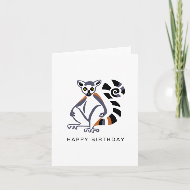 Hand drawn-Ring-tailed LEMUR - Wildlife - Wild ani Card (Front)