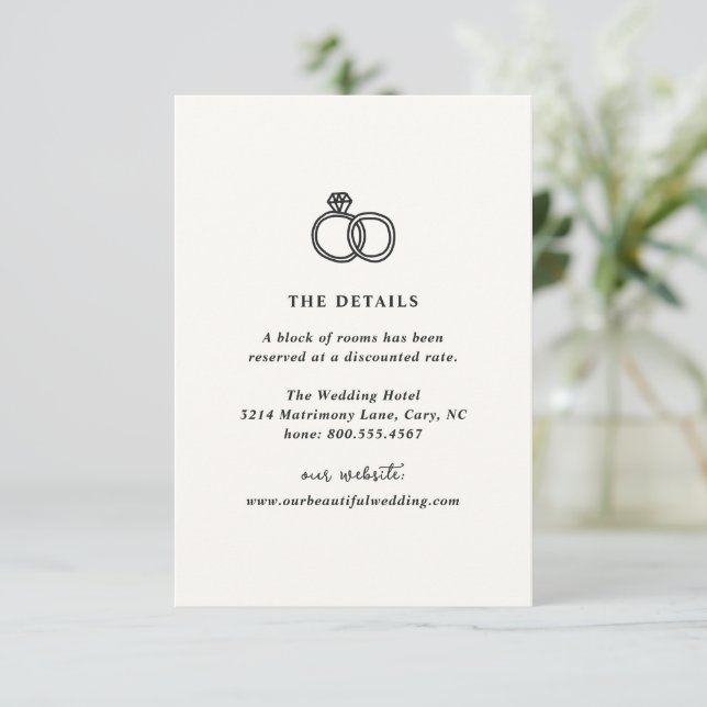 Hand Drawn Rings Doodle Modern Wedding Enclosure Card (Standing Front)