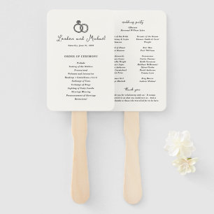 Hand Drawn Rings Doodle Modern Wedding Program Hand Fan