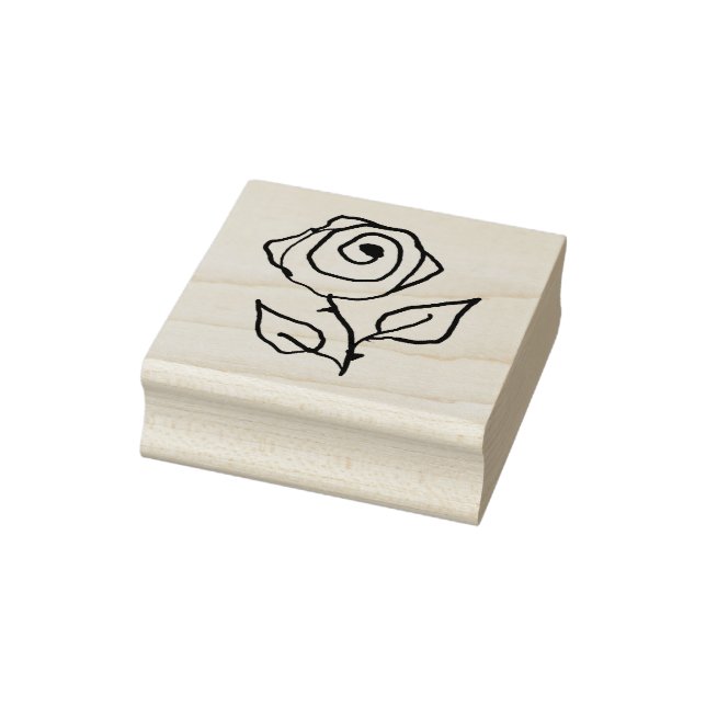 Hand-Drawn Rose Romantic Round Return Address  Rubber Stamp (Stamp)