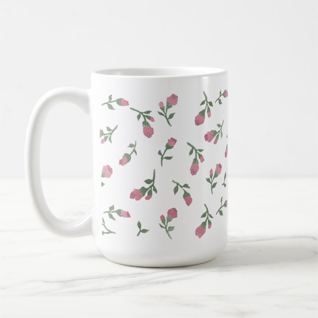Hand Drawn Rosebud Floral Mug (Left)
