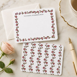 Hand-Drawn Roses Personalised Floral Botanical Card