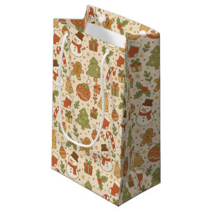 Hand Drawn Rustic Christmas Pattern Gift Bag