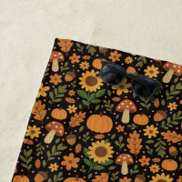 Hand Drawn Rustic Fall Pattern Beach Towel