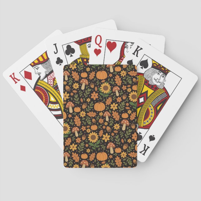 Hand Drawn Rustic Fall Pattern Playing Cards (Back)