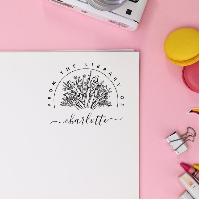 Hand-drawn Rustic Flowers From The Library Book Rubber Stamp (Creator Uploaded)