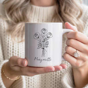 Hand drawn rustic roses flowers bouquet Bridesmaid Coffee Mug